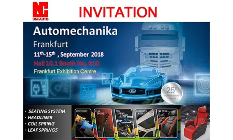 UNI ATUO will participate Automechanika Frankurt 2018 in Germany during 11th of Sep. to 15th of Sep.